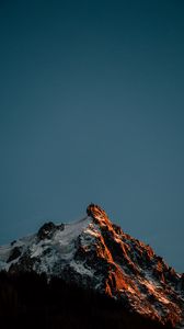 Preview wallpaper mountain, peak, snow, landscape, dusk