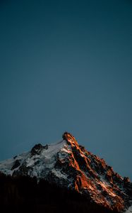 Preview wallpaper mountain, peak, snow, landscape, dusk