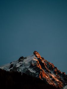 Preview wallpaper mountain, peak, snow, landscape, dusk