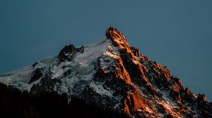 Preview wallpaper mountain, peak, snow, landscape, dusk