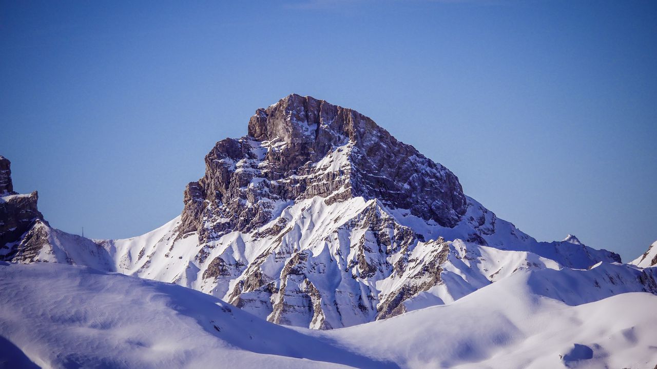 Wallpaper mountain, peak, snow, winter, landscape