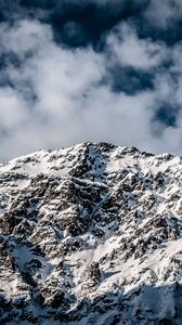 Preview wallpaper mountain, peak, snow, clouds