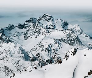 Preview wallpaper mountain, peak, snow, winter