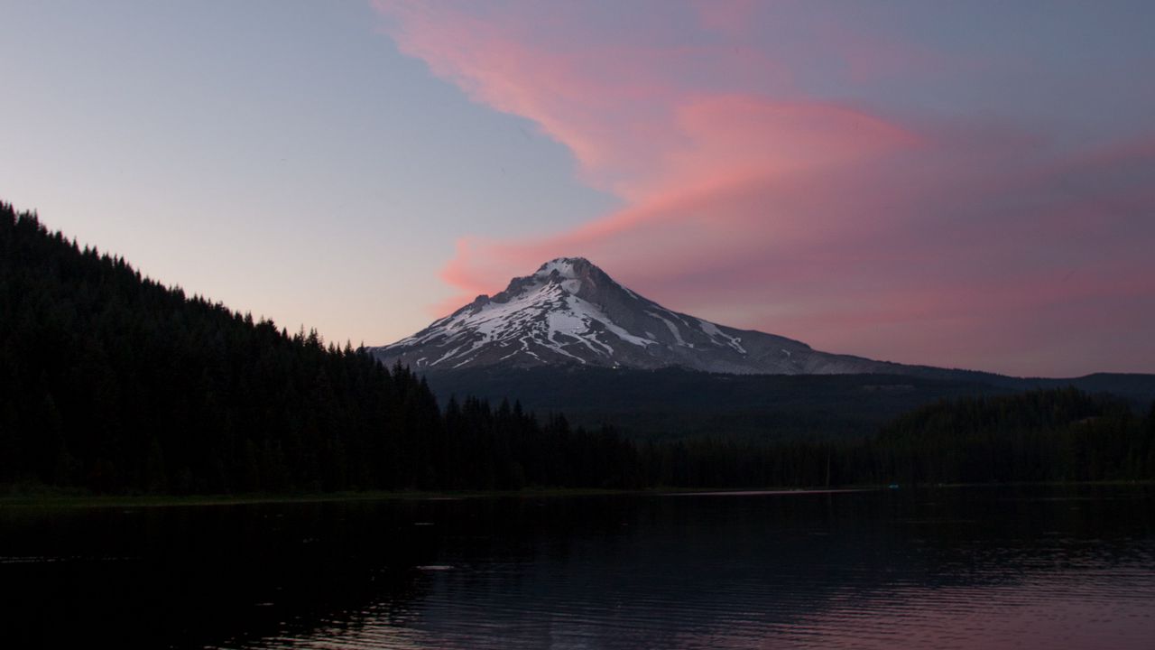 Wallpaper mountain, peak, snow, lake, snowy