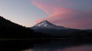 Preview wallpaper mountain, peak, snow, lake, snowy