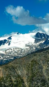 Preview wallpaper mountain, peak, snow, clouds, slope