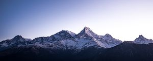 Preview wallpaper mountain, peak, snow, dusk, landscape