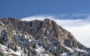 Preview wallpaper mountain, peak, snow, trees, slope
