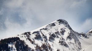 Preview wallpaper mountain, peak, snow, trees