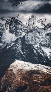 Preview wallpaper mountain, peak, snow, aerial view, landscape