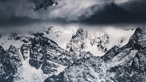 Preview wallpaper mountain, peak, snow, aerial view, landscape