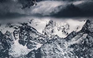 Preview wallpaper mountain, peak, snow, aerial view, landscape