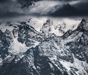 Preview wallpaper mountain, peak, snow, aerial view, landscape