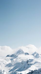 Preview wallpaper mountain, peak, snow, clouds, landscape, white