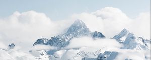 Preview wallpaper mountain, peak, snow, clouds, landscape, white