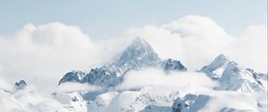 Preview wallpaper mountain, peak, snow, clouds, landscape, white
