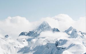 Preview wallpaper mountain, peak, snow, clouds, landscape, white