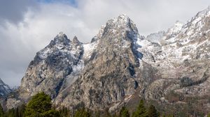 Preview wallpaper mountain, peak, snow, slope, trees, landscape
