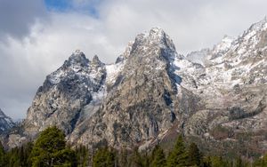 Preview wallpaper mountain, peak, snow, slope, trees, landscape