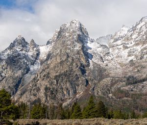 Preview wallpaper mountain, peak, snow, slope, trees, landscape