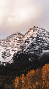 Preview wallpaper mountain, peak, snow, trees, landscape, nature