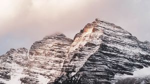 Preview wallpaper mountain, peak, snow, trees, landscape, nature