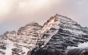 Preview wallpaper mountain, peak, snow, trees, landscape, nature