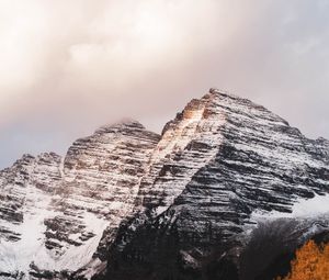 Preview wallpaper mountain, peak, snow, trees, landscape, nature