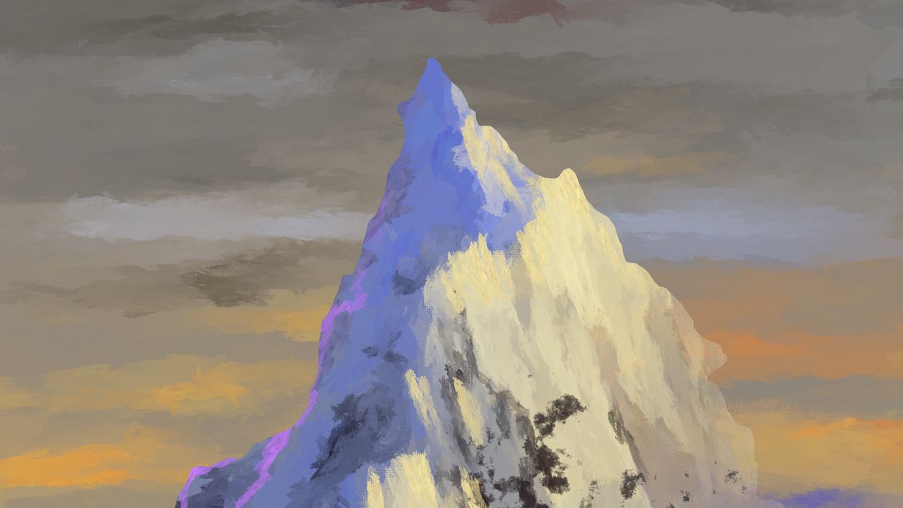 Wallpaper mountain, peak, snow, art