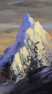 Preview wallpaper mountain, peak, snow, art