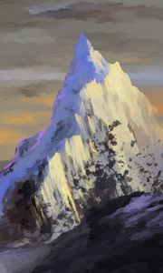 Preview wallpaper mountain, peak, snow, art