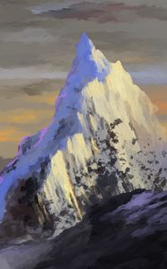 Preview wallpaper mountain, peak, snow, art