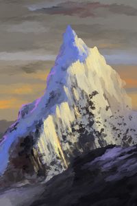 Preview wallpaper mountain, peak, snow, art