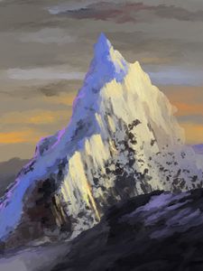 Preview wallpaper mountain, peak, snow, art