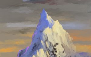 Preview wallpaper mountain, peak, snow, art