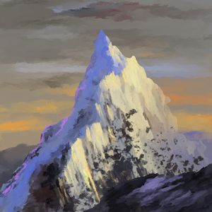 Preview wallpaper mountain, peak, snow, art