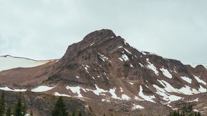 Preview wallpaper mountain, peak, snow, trees, nature, landscape
