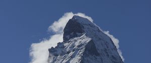 Preview wallpaper mountain, peak, snow, clouds, trees, landscape