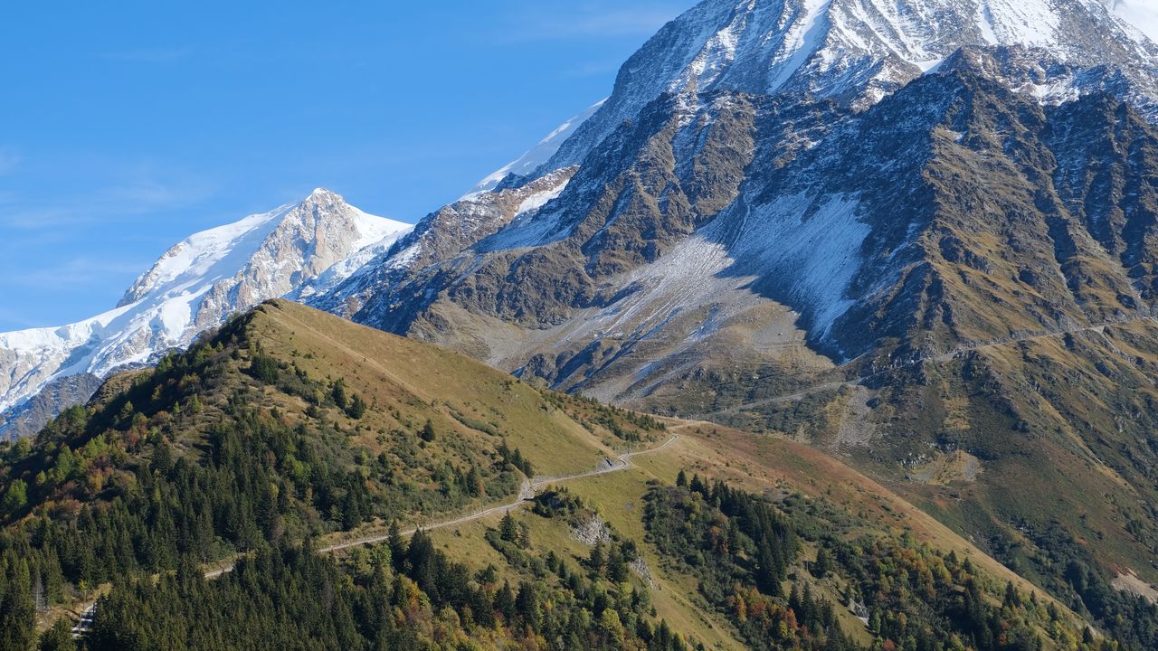 Wallpaper mountain, peak, snow, slope, landscape, view