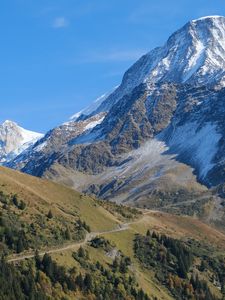 Preview wallpaper mountain, peak, snow, slope, landscape, view