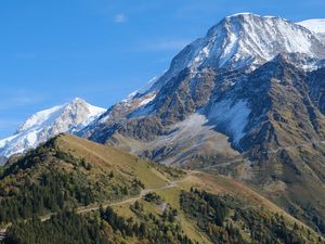 Preview wallpaper mountain, peak, snow, slope, landscape, view