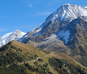 Preview wallpaper mountain, peak, snow, slope, landscape, view