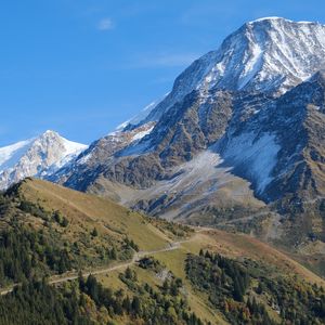 Preview wallpaper mountain, peak, snow, slope, landscape, view