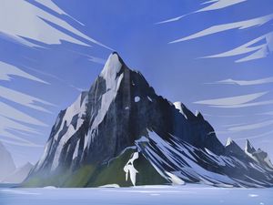 Preview wallpaper mountain, peak, snow, winter, art