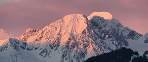 Preview wallpaper mountain, peak, snow, sunset, light