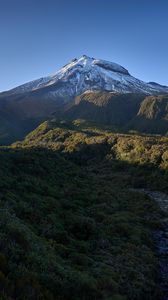 Preview wallpaper mountain, peak, snow, greenery, landscape