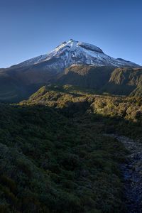 Preview wallpaper mountain, peak, snow, greenery, landscape