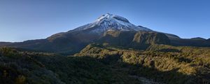 Preview wallpaper mountain, peak, snow, greenery, landscape