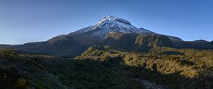 Preview wallpaper mountain, peak, snow, greenery, landscape