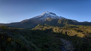 Preview wallpaper mountain, peak, snow, greenery, landscape